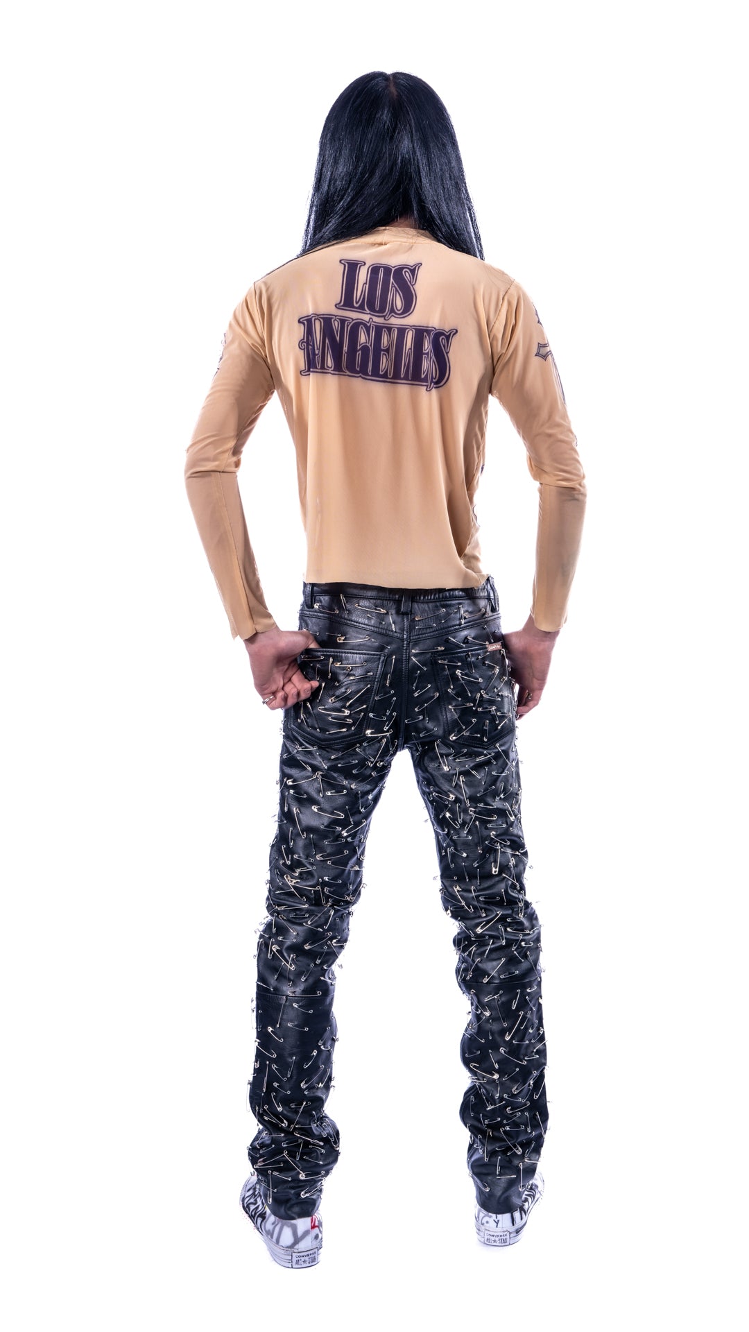 FREAK CITY LA MENS TATTOO Mesh Longsleeve + Safety Pin Leather Pants