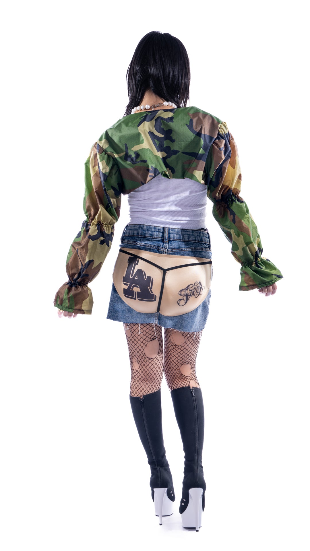 STILL POOR Tank, CAMO PRINCESS Bolero & LA FREAK Booty skirt