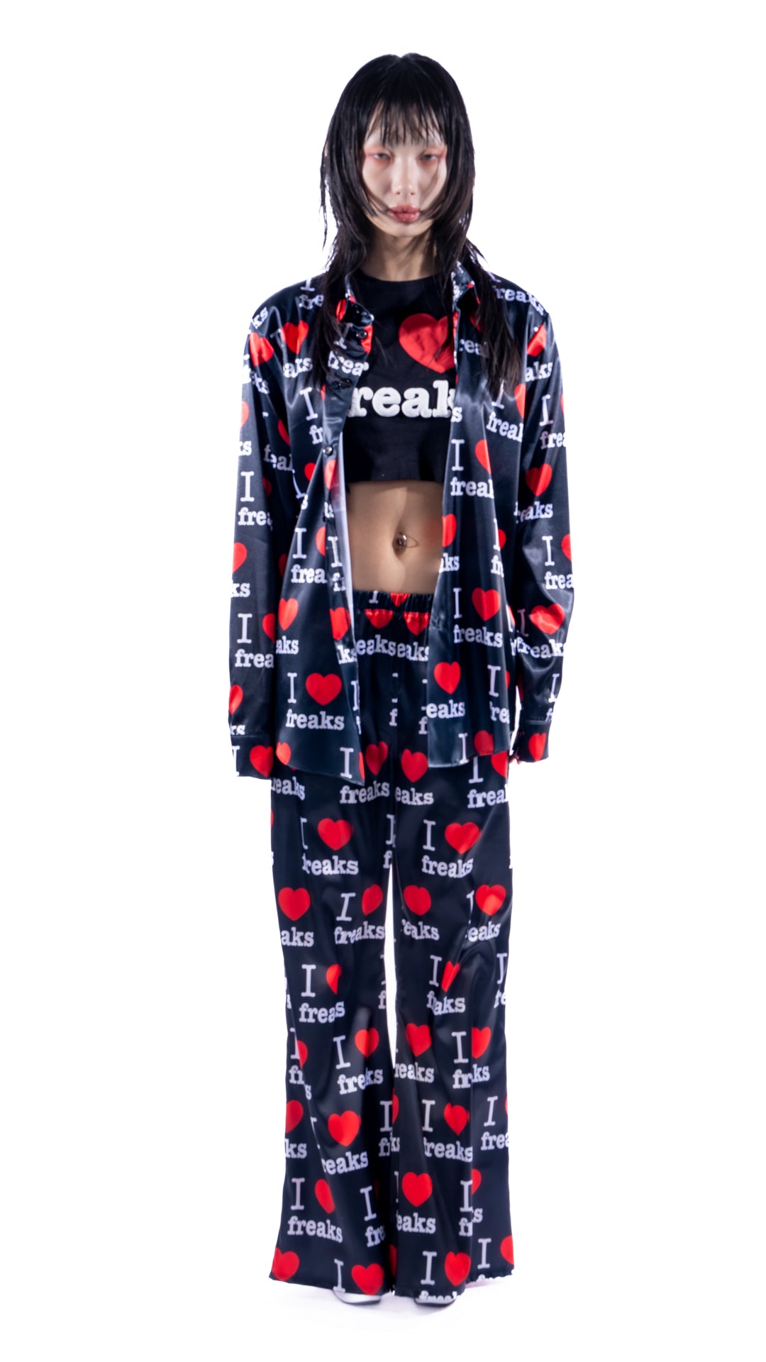 I LOVE FREAKS Silky Suit + Baby Tee