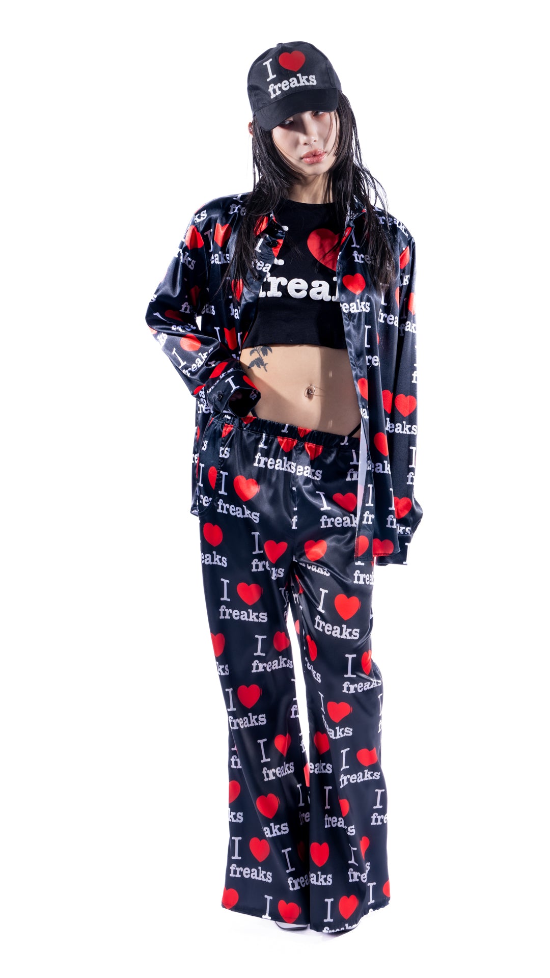 I LOVE FREAKS Silky Suit + Baby Tee
