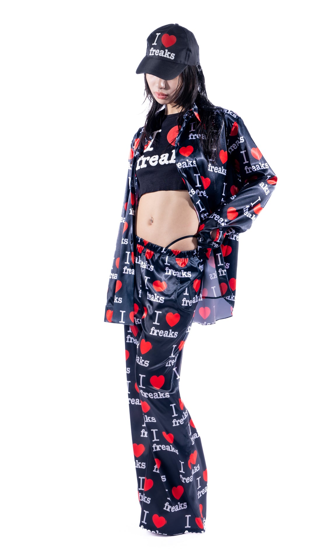 I LOVE FREAKS Silky Suit + Baby Tee