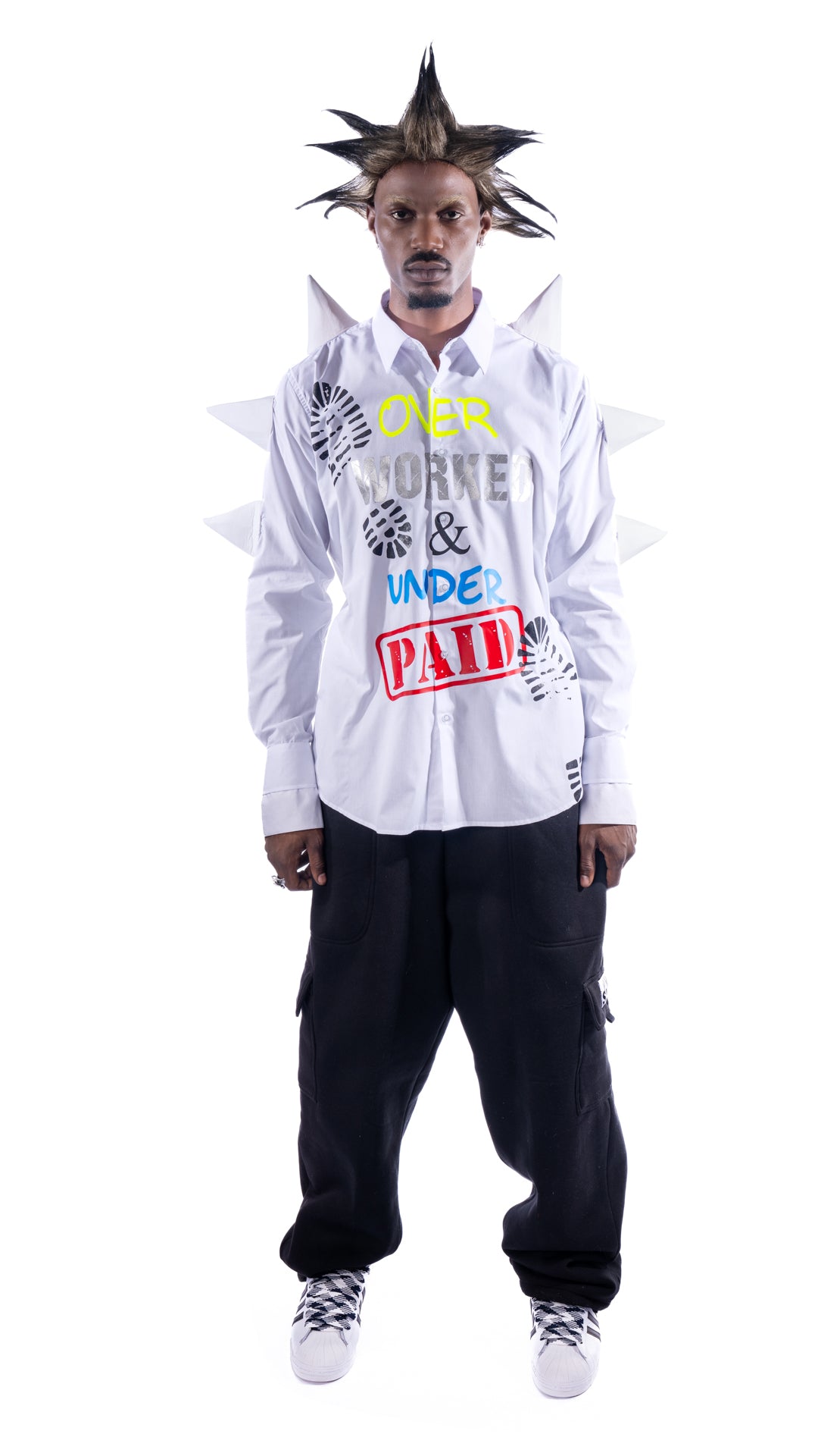 OVERWORKED & UNDERPAID Spiked Workshirt