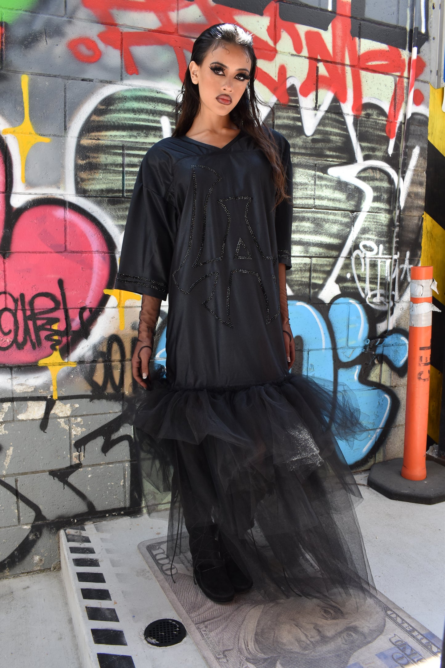 NEW LA Jersey Dress & Crochet Cross Necklace