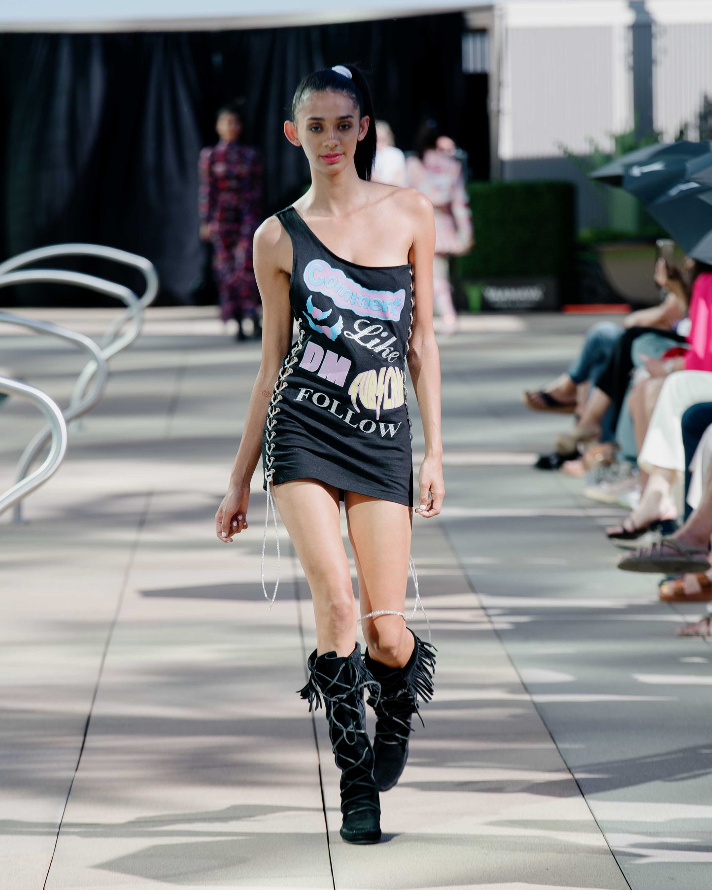 COMMENT, LIKE, SUBSCRIBE One strap Tshirt Dress