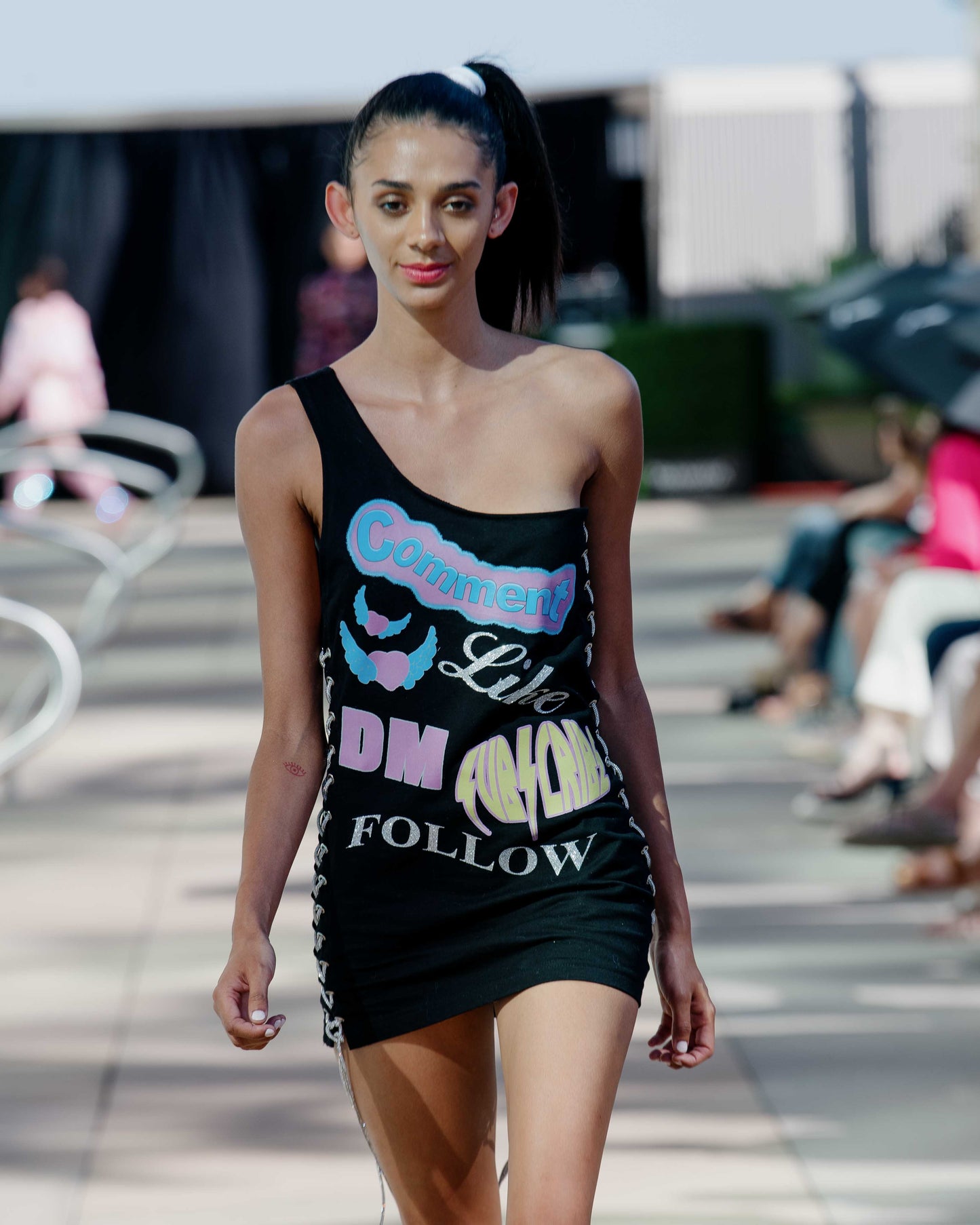 COMMENT, LIKE, SUBSCRIBE One strap Tshirt Dress