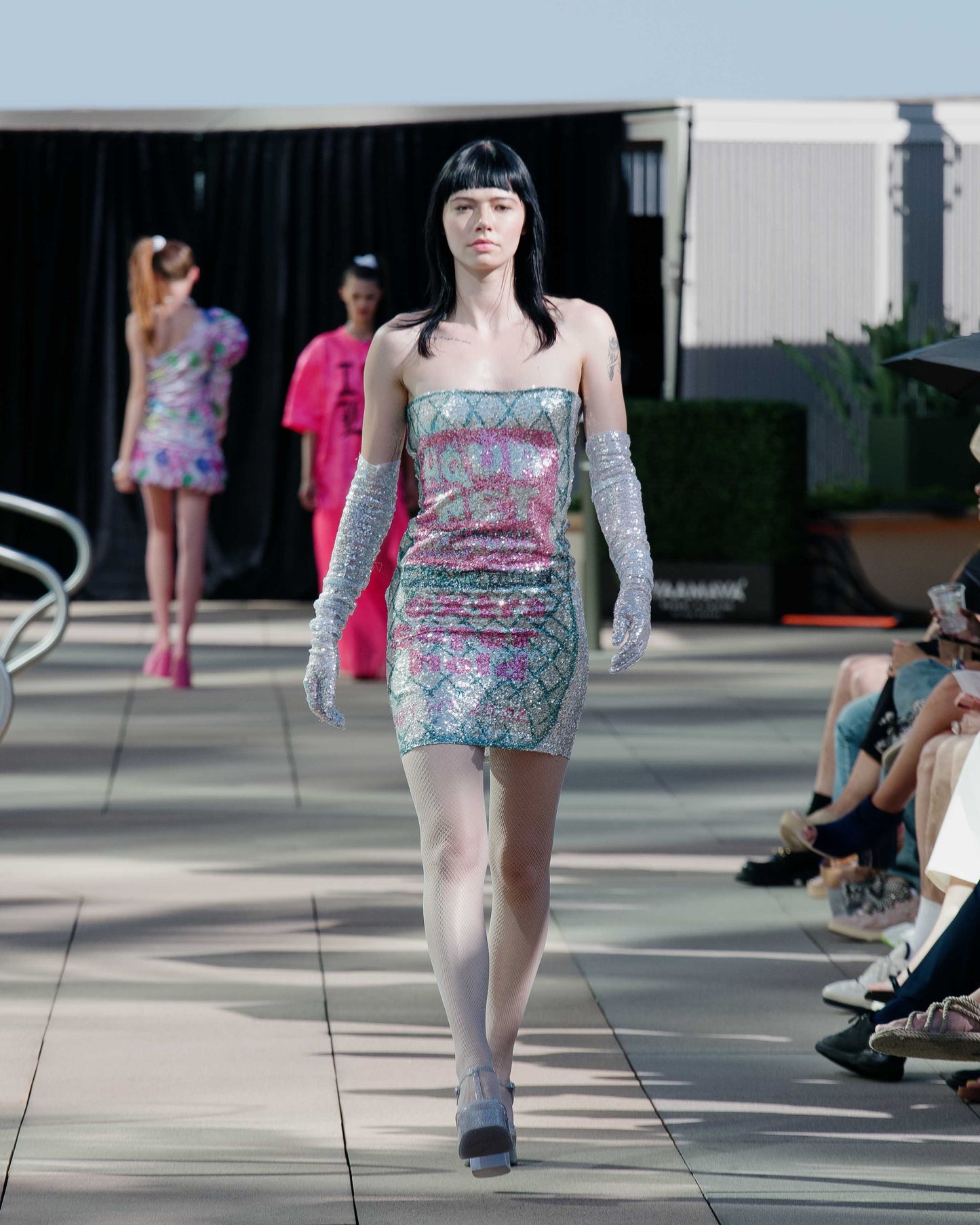 AQUA NET Sequin Tube Dress