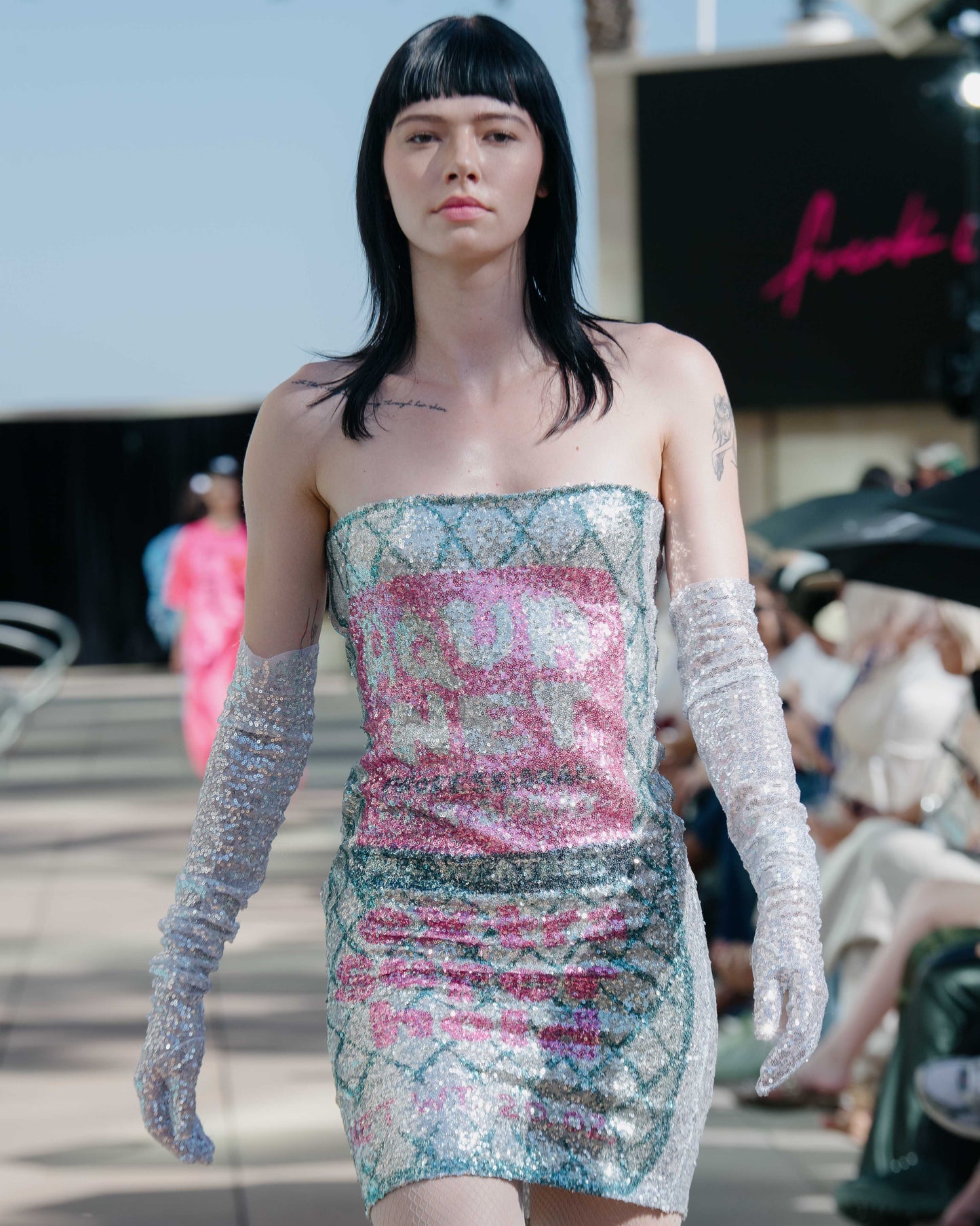 AQUA NET Sequin Tube Dress