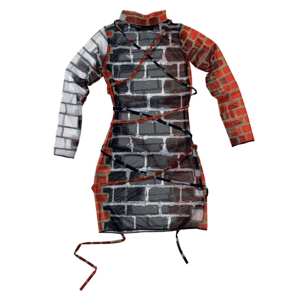BRICK CITY Turtleneck Bondage Mesh Dress