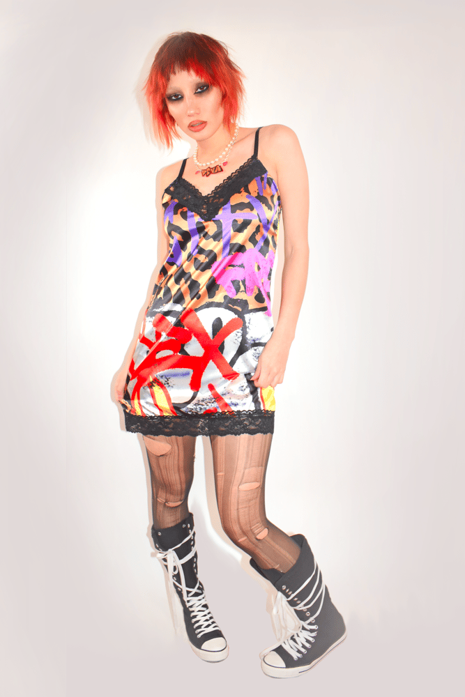 CHEETAH GRAFFITI Flame Slip Dress