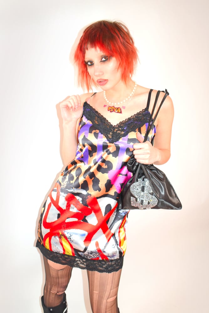 CHEETAH GRAFFITI Flame Slip Dress