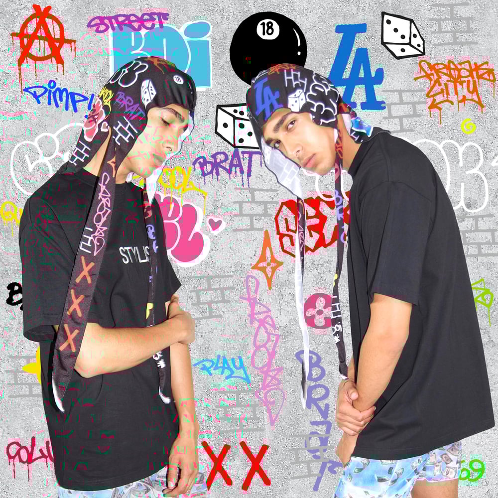 Graffiti Durag in Black or Blue