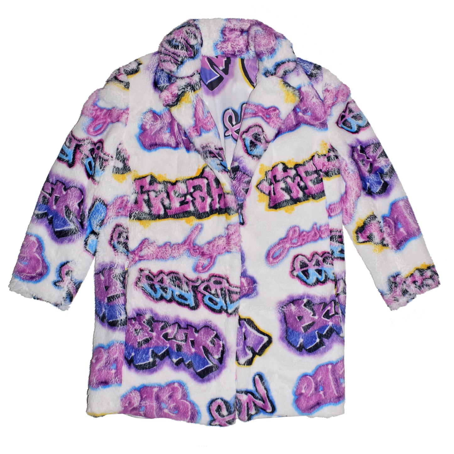 EAST SIDE GRAFFITI Slip Dress & Faux Fur Coat