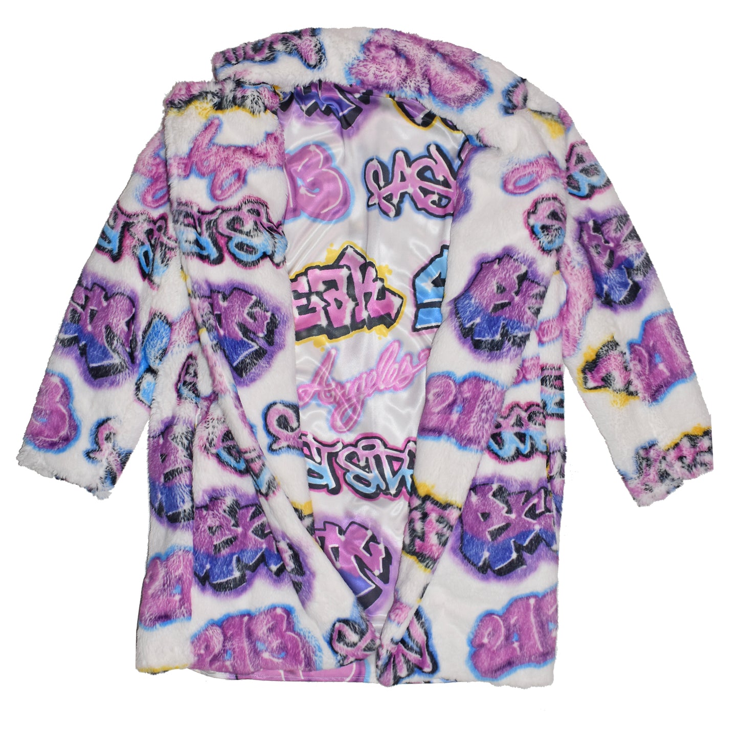 EAST SIDE GRAFFITI Slip Dress & Faux Fur Coat