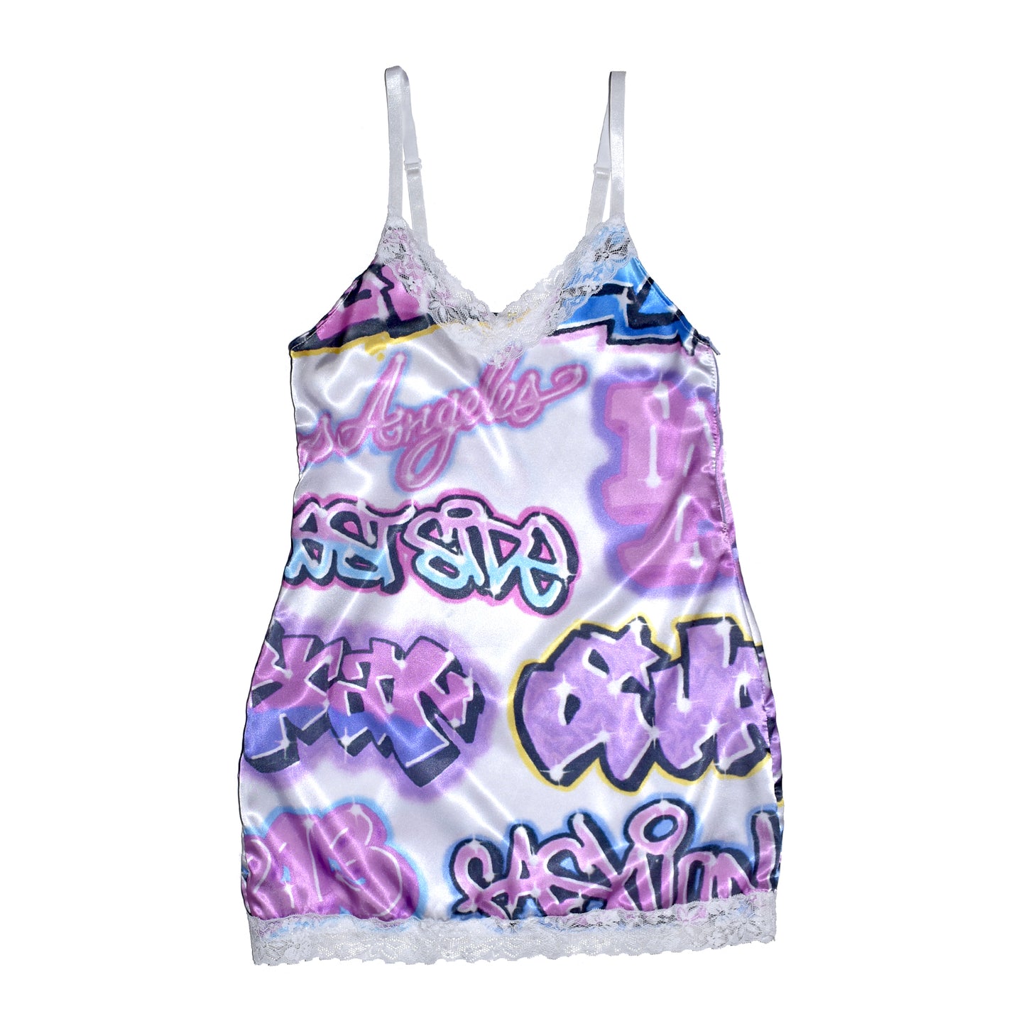EAST SIDE GRAFFITI Slip Dress & Faux Fur Coat