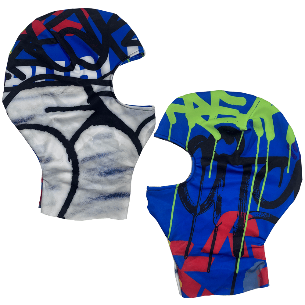 BLUE GRAFFITI DUMPSTER Balaclava, Bikini Top, Dress & Leggings