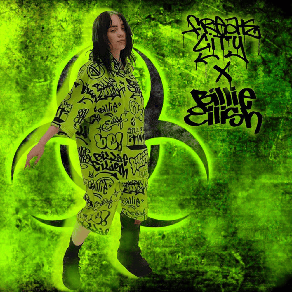BILLIE EILISH X Freak City Green Graffiti Hoodie + Shorts