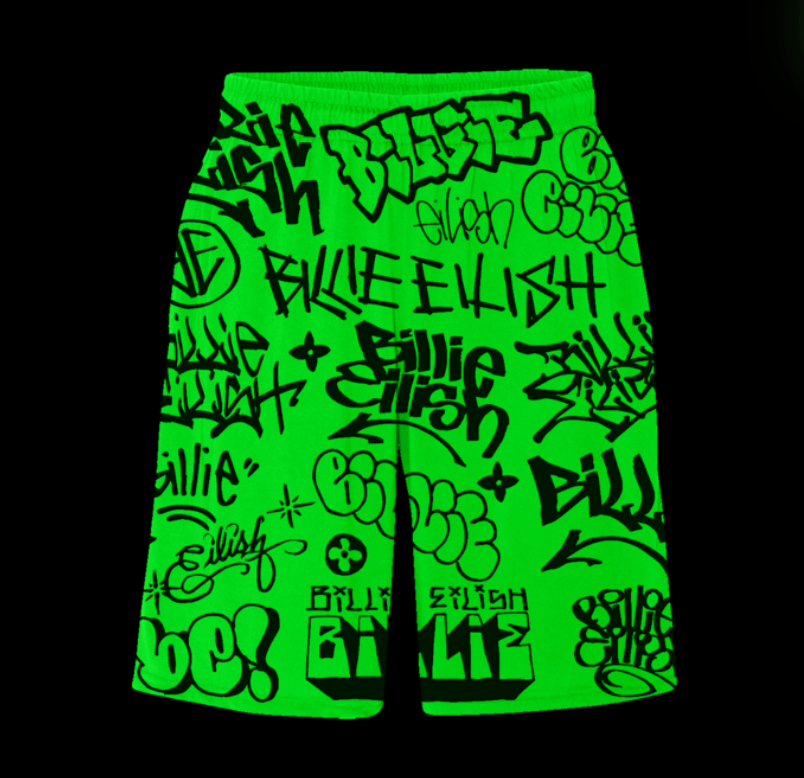 BILLIE EILISH X Freak City Green Graffiti Hoodie + Shorts