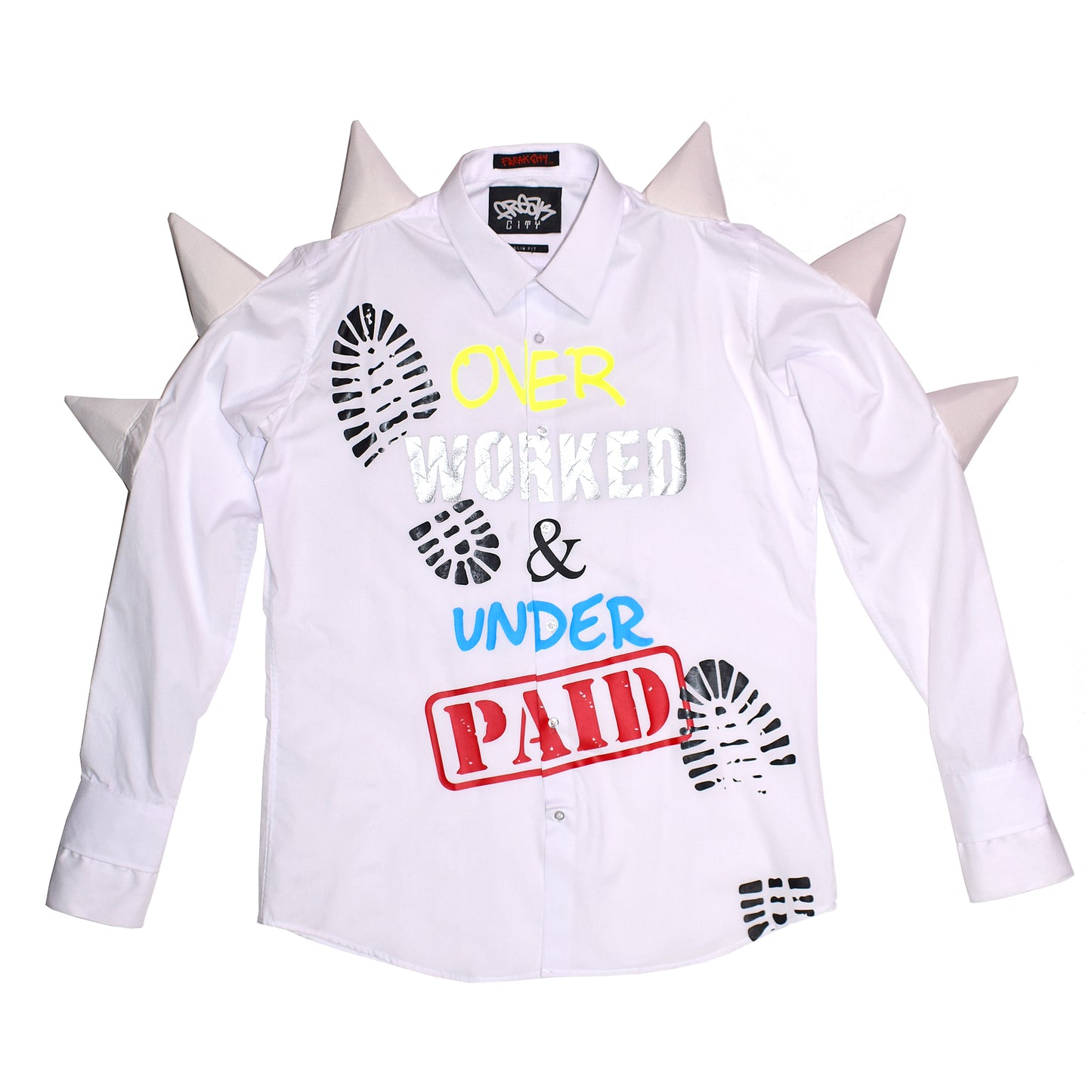 OVERWORKED & UNDERPAID Spiked Workshirt