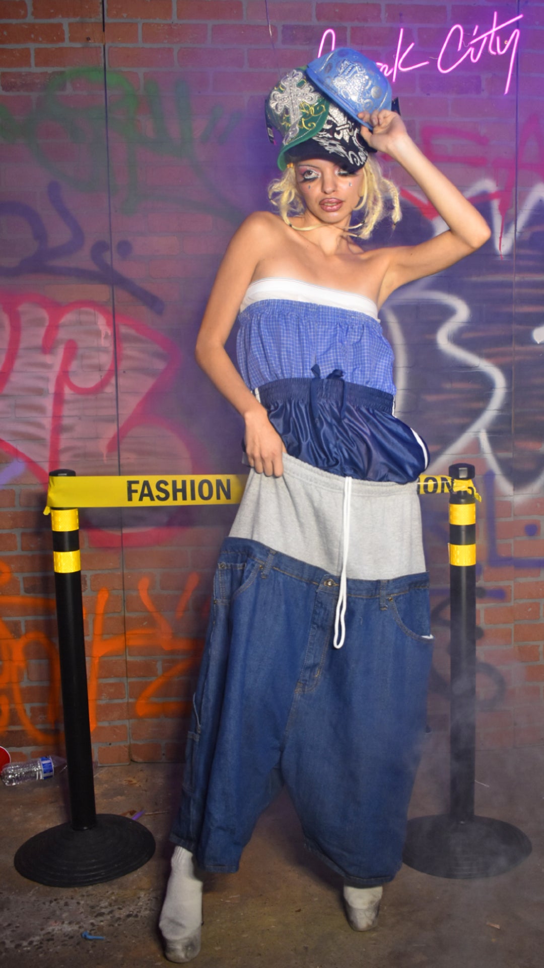 SUPER STACKED DENIM JORTS/DRESS