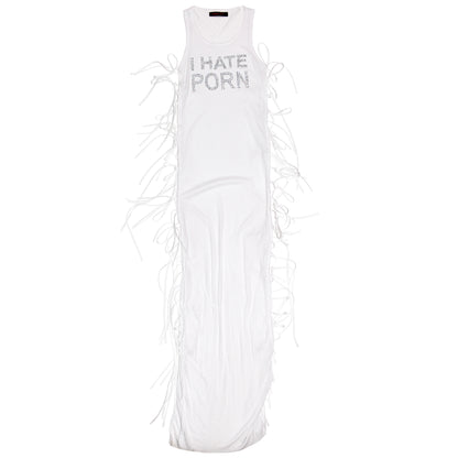 I HATE PORN Sexy Sheer Ribbed Lace Up Dress & HORNY Lace Bonnet Durag